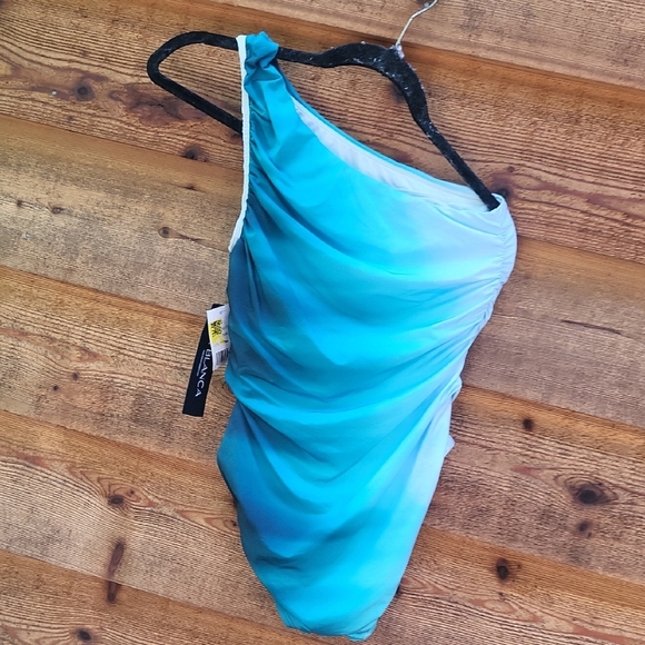 LABlanca Teal Blue One-Shoulder Swimsuit 4 nwt - Picture 1 of 5